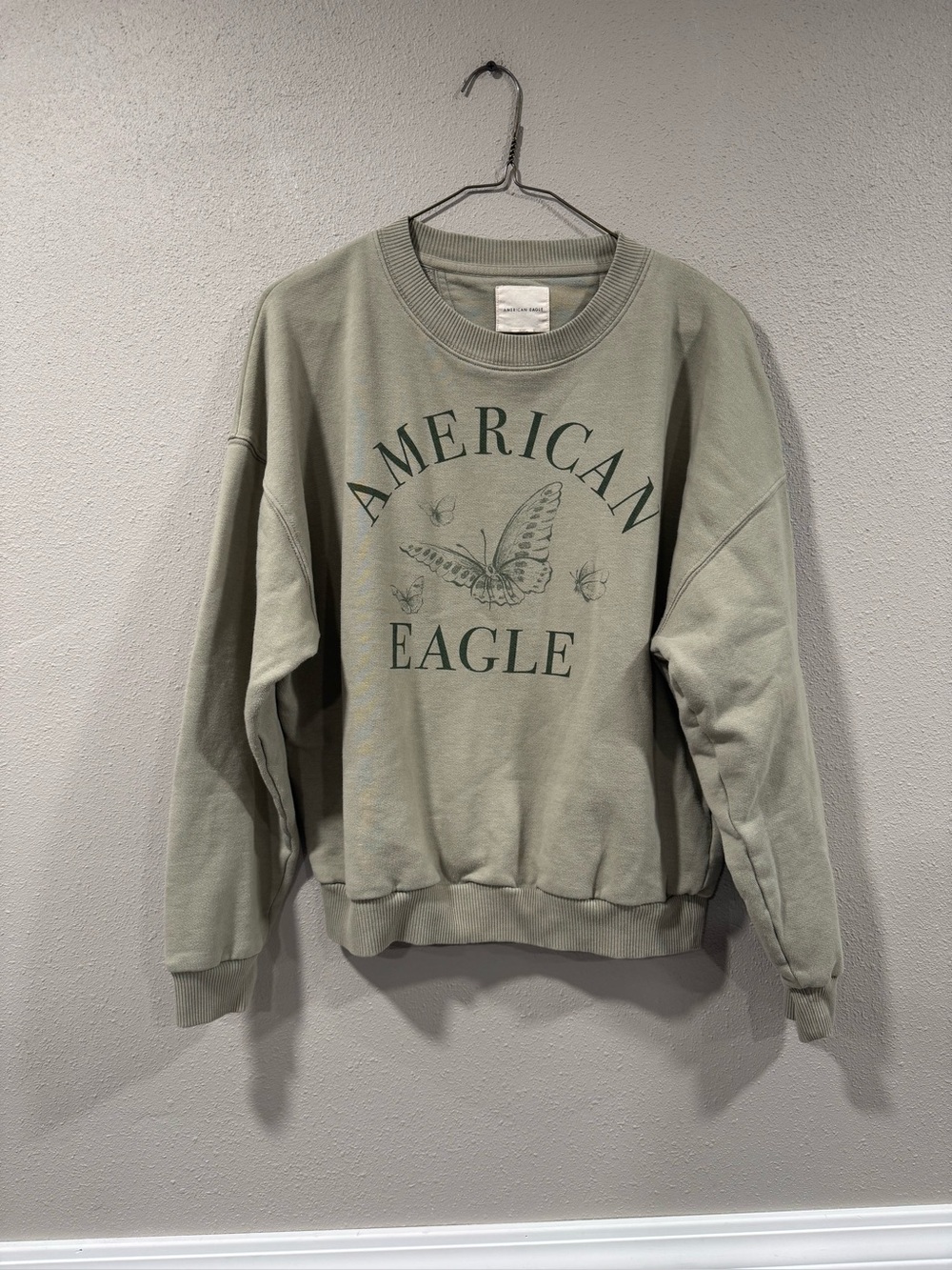 American Eagle Outfitters Butterfly Sage Green Graphic Sweatshirt